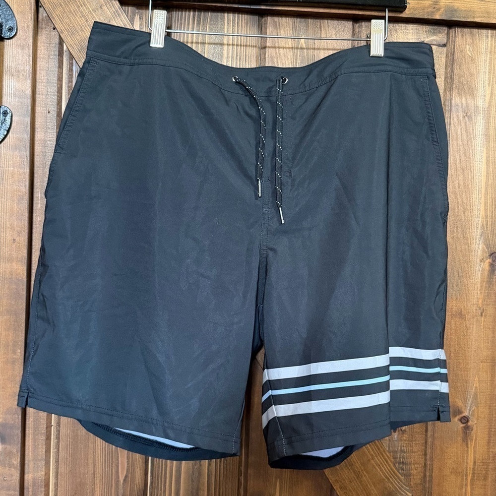 Fair Harbor Shorts Mens XXL Black/Gray 7.5” Inseam Lined Stretch Drawstring EUC